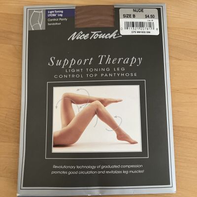 Nice Touch Support Therapy Light Toning Leg Control Top Pantyhose nude size B